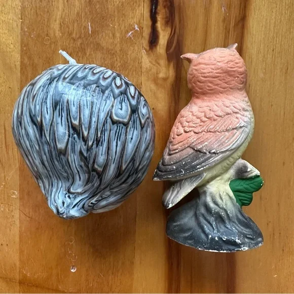 3/$25  - Owl Shaped Bird Candle and Figurine Set - Gray and Brown - Picture 2 of 4